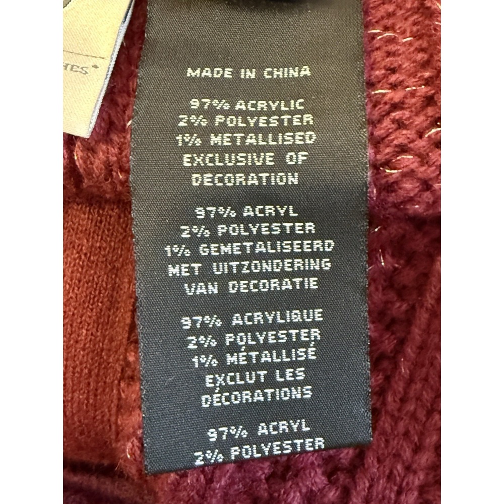 Harley Davidson Womens Burgundy Ribbed Metallic Zip Up Cardigan Sweater Size Lg‎ - Picture 6 of 6